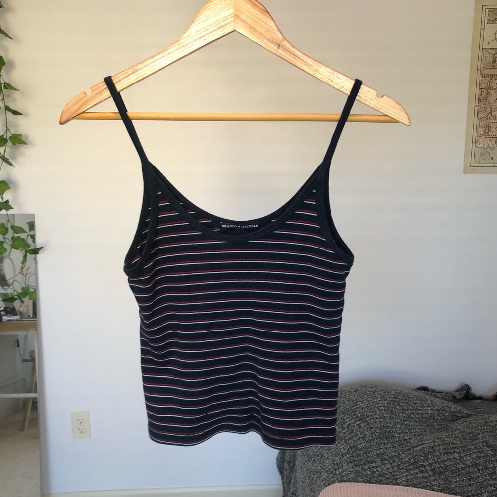 Brandy Melville tank top striped red navy blue